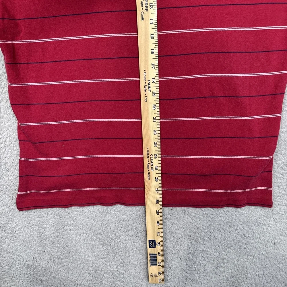 Polo Ralph Lauren Shirt Mens Large Red Stripe Short Sleeve Polo Cotton Casual‎